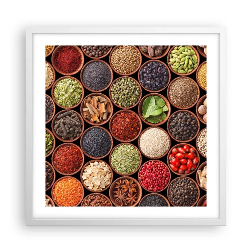 Póster en marco blanco - Todos los sabores del mundo - 50x50 cm