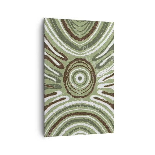 Cuadro sobre lienzo - Impresión de Imagen - Patrones abstractos en tonos verdes y marrones. - 80x120cm - Explosión de emociones - Decoración de pared moderna para salón y dormitorio ARTTOR