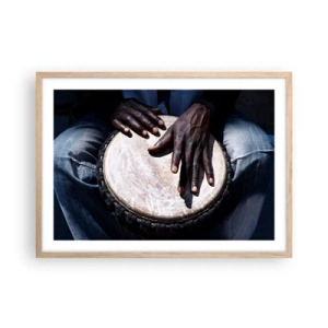 Póster en marco roble claro - Vive a tu ritmo - 70x50 cm