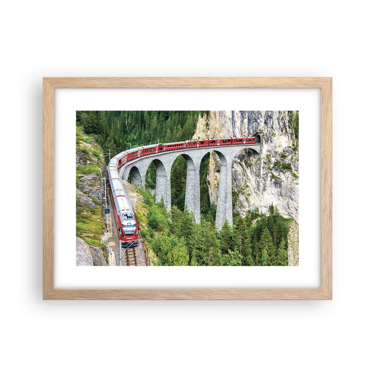 Póster en marco roble claro - Atravesando las montañas - 40x30 cm