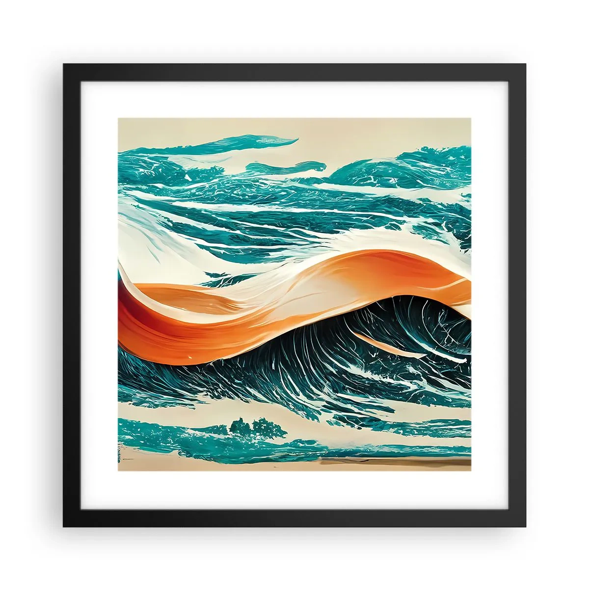 Póster en marco negro - El sueño de un surfista - 40x40 cm