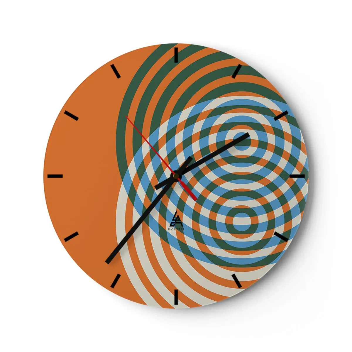 Reloj de pared - Reloj de vidrio - Círculos y abstracción - 40x40 cm