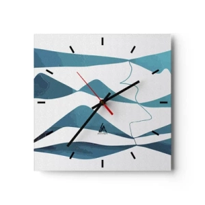 Reloj de pared - Reloj de vidrio - Formas abstractas en tonos azules sobre un fondo blanco. - 30x30cm - Abstracción: un compuesto turquesa - Decoración de pared moderna para salón y dormitorio ARTTOR