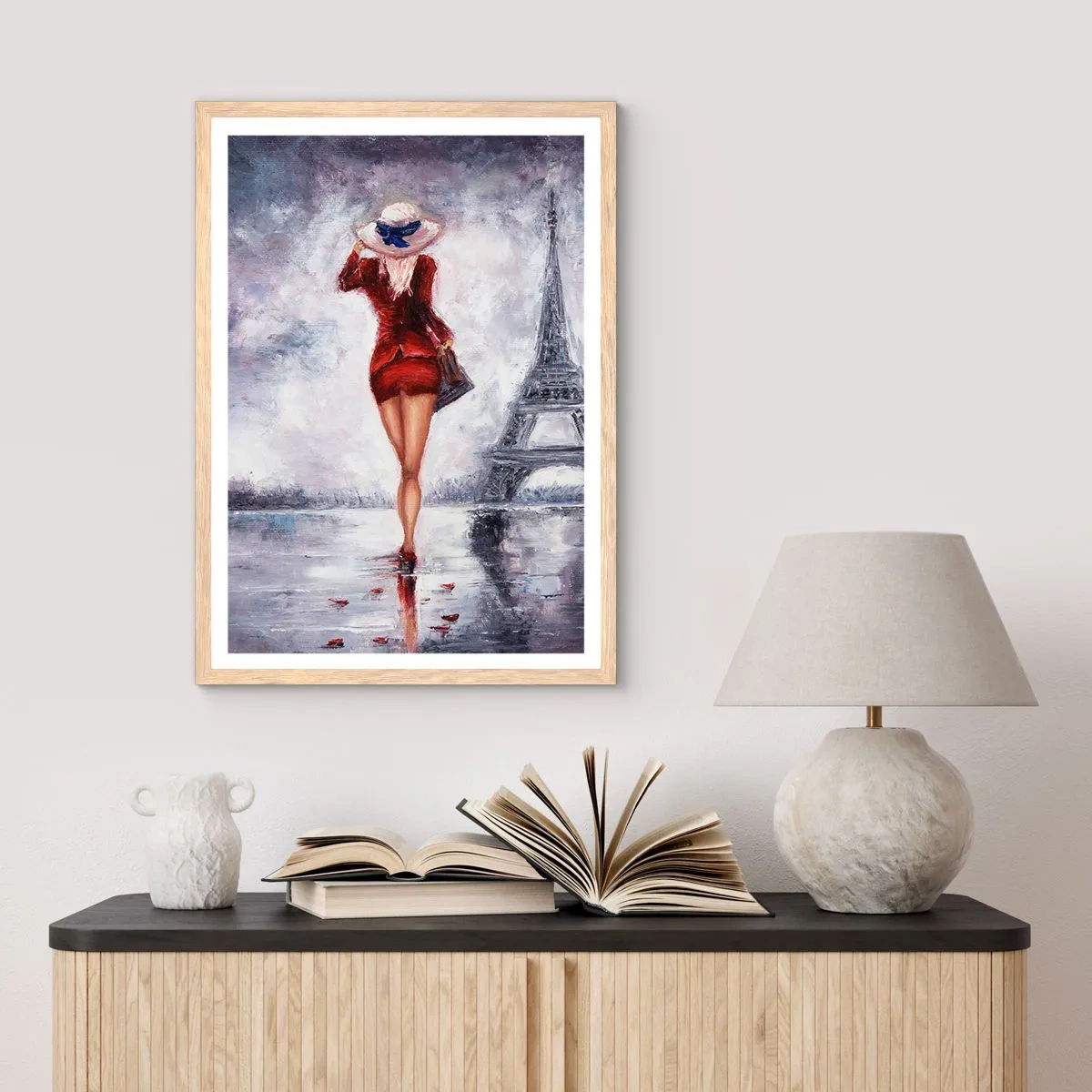 Póster en marco roble claro - Símbolos parisinos - 30x40 cm