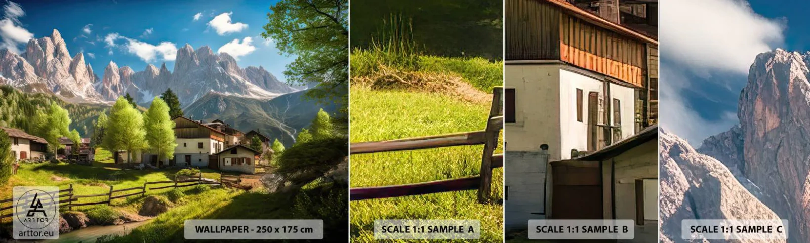 Muestra De Fotomural Standard Eco - Idilio alpino - Montañas, Paisaje, Alpes - 100x30 cm