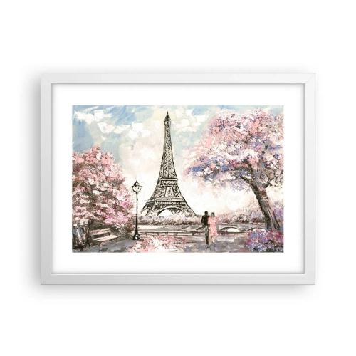 Póster en marco blanco - Un paseo por París en abril - 40x30 cm