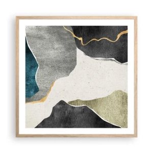 Póster en marco roble claro - Composición en mosaico con una hebra de oro - 60x60 cm