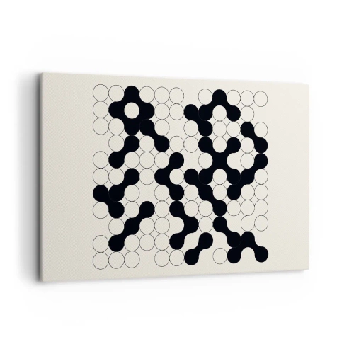 Cuadro sobre lienzo - Impresión de Imagen - Patrones en blanco y negro con círculos sobre un fondo claro. - 120x80cm - Juego chino - una variación - Decoración de pared moderna para salón y dormitorio ARTTOR