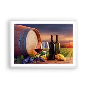 Póster en marco blanco - Aquí la vida tiene un sabor - 70x50 cm