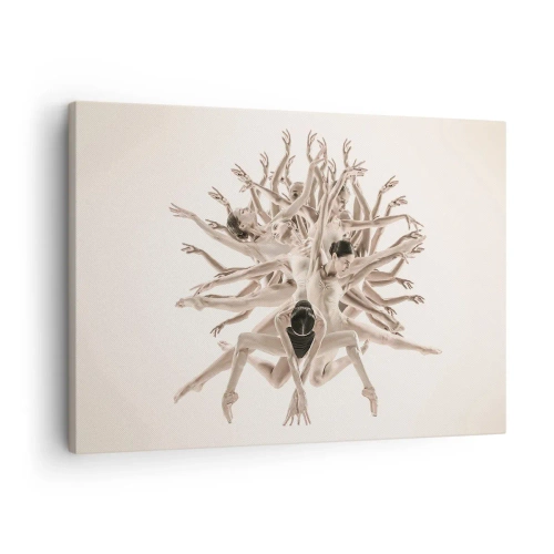 Cuadro sobre lienzo - Impresión de Imagen - Composición abstracta de bailarines en movimiento. - 70x50cm - Floreciendo en la danza - Decoración de pared moderna para salón y dormitorio ARTTOR