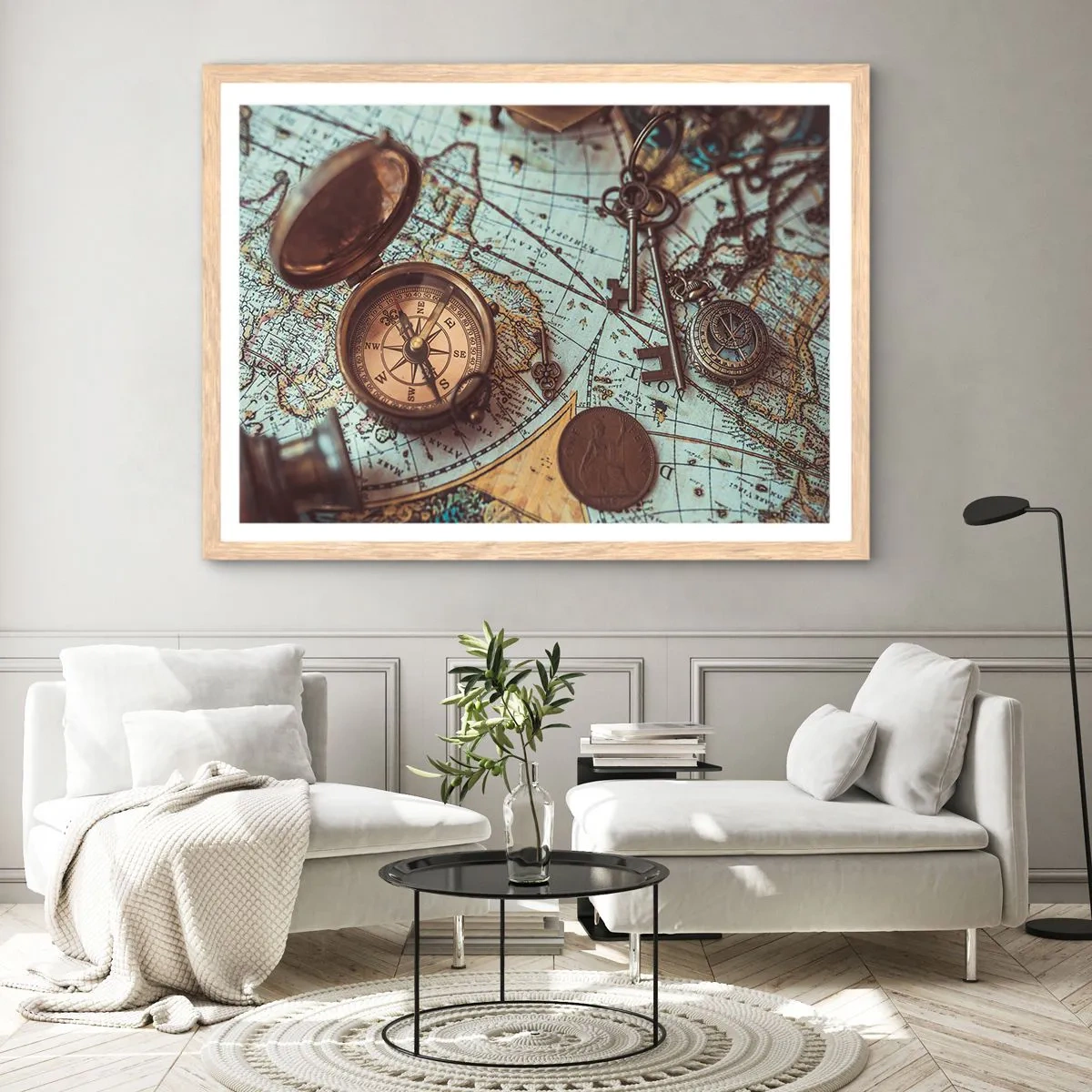 Póster en marco roble claro - Para el aventurero - 50x40 cm