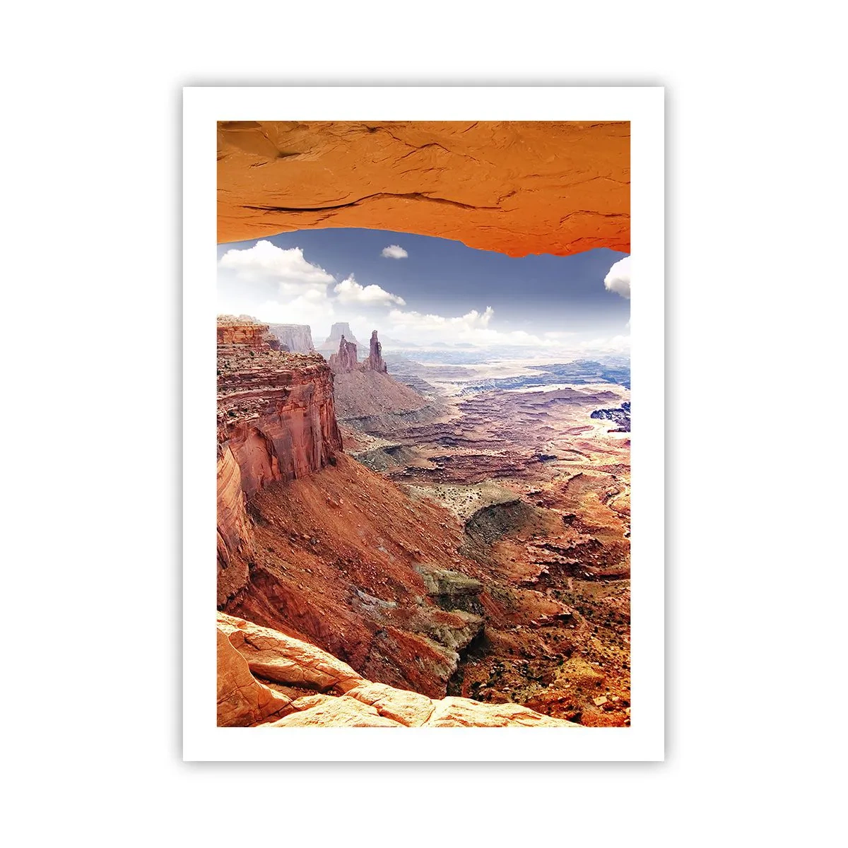 Póster - Vista del cañón con rocas rojas y cielo azul. - 50x70cm - Tallado por la propia naturaleza - Decoración de pared moderna para salón y dormitorio ARTTOR