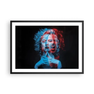 Póster en marco negro - Doble retrato de una mujer en rojo y azul - 70x50cm - Alter ego - Decoración de pared moderna para salón y dormitorio ARTTOR