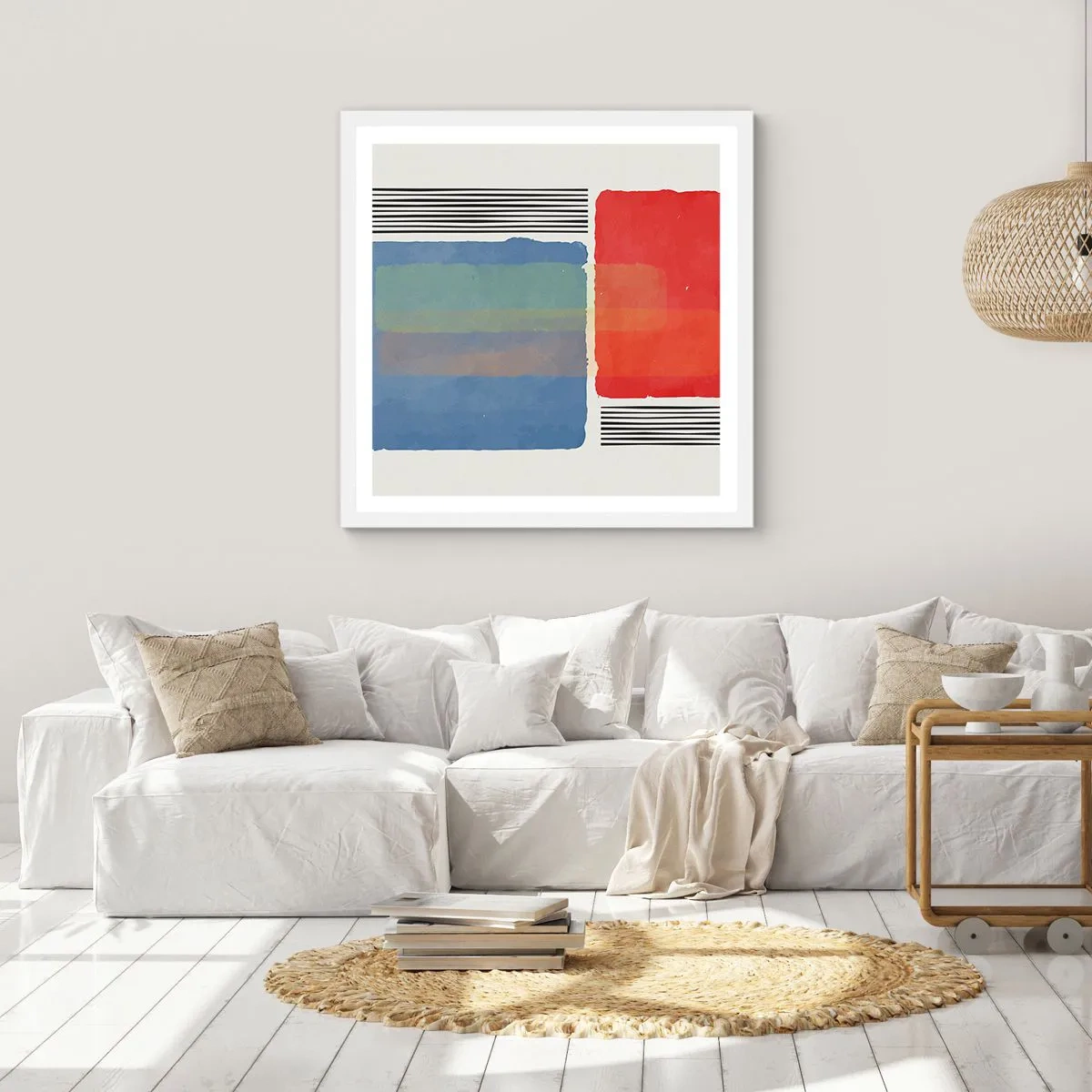 Póster en marco blanco - Espíritu y alma de la geometría - 60x60 cm