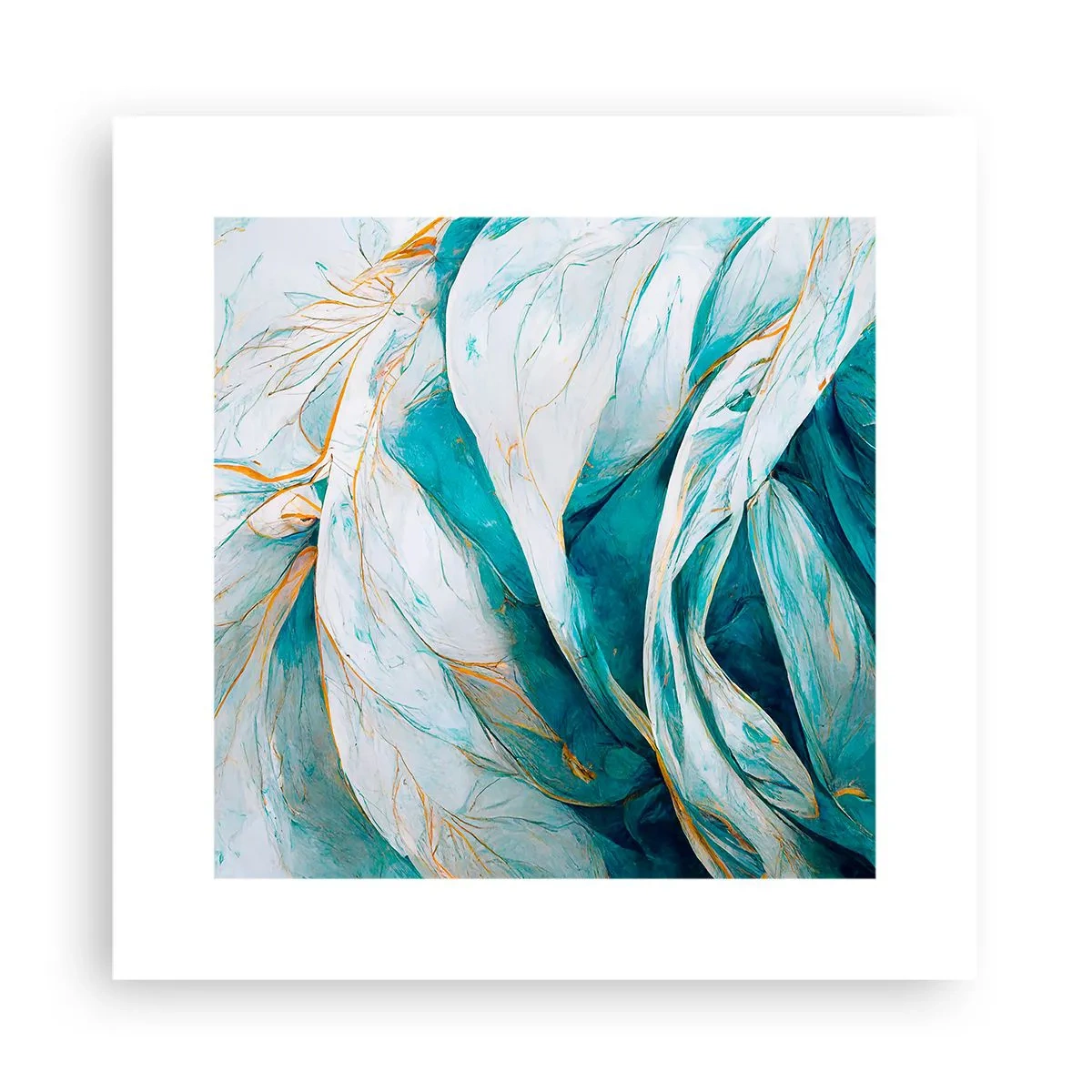 Póster - Abstracción azul con motivos dorados - 30x30 cm