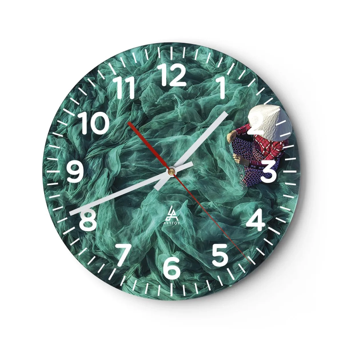 Reloj de pared - Reloj de vidrio - En un mar de redes - 30x30 cm