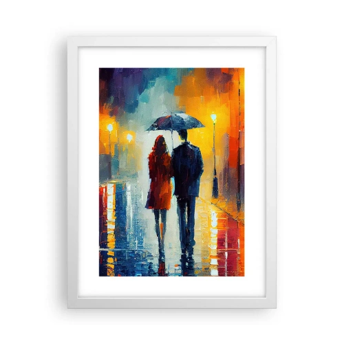 Póster en marco blanco - Juntos en una noche llena de color - 30x40 cm