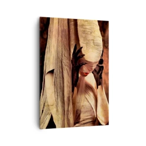Cuadro sobre lienzo - Impresión de Imagen - Una mujer con velo y un estilo misterioso sobre un fondo oscuro. - 70x100cm - Entre el bien y el mal - Decoración de pared moderna para salón y dormitorio ARTTOR