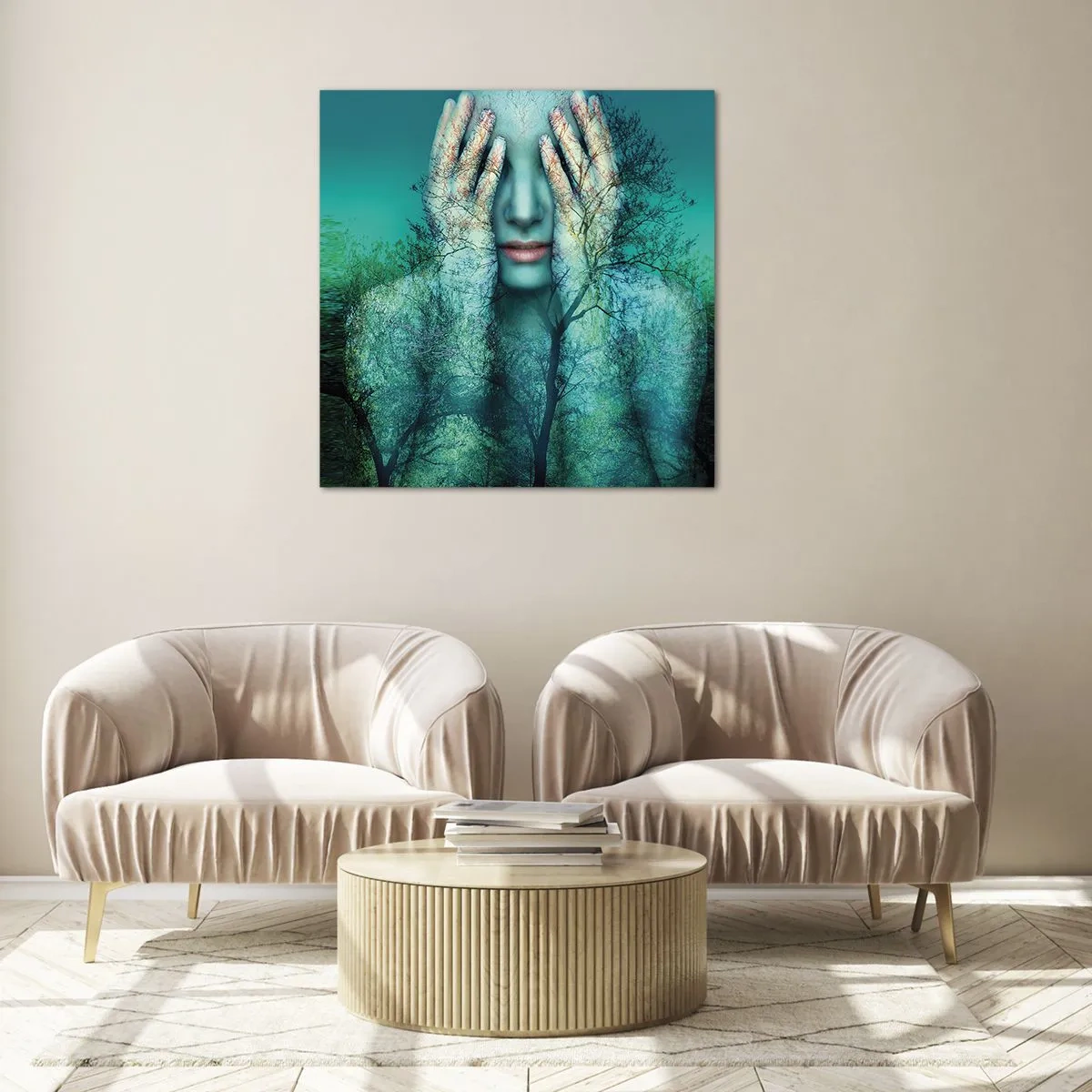 Cuadro sobre vidrio - Impresiones sobre Vidrio - Sumergida en azul - 70x70 cm