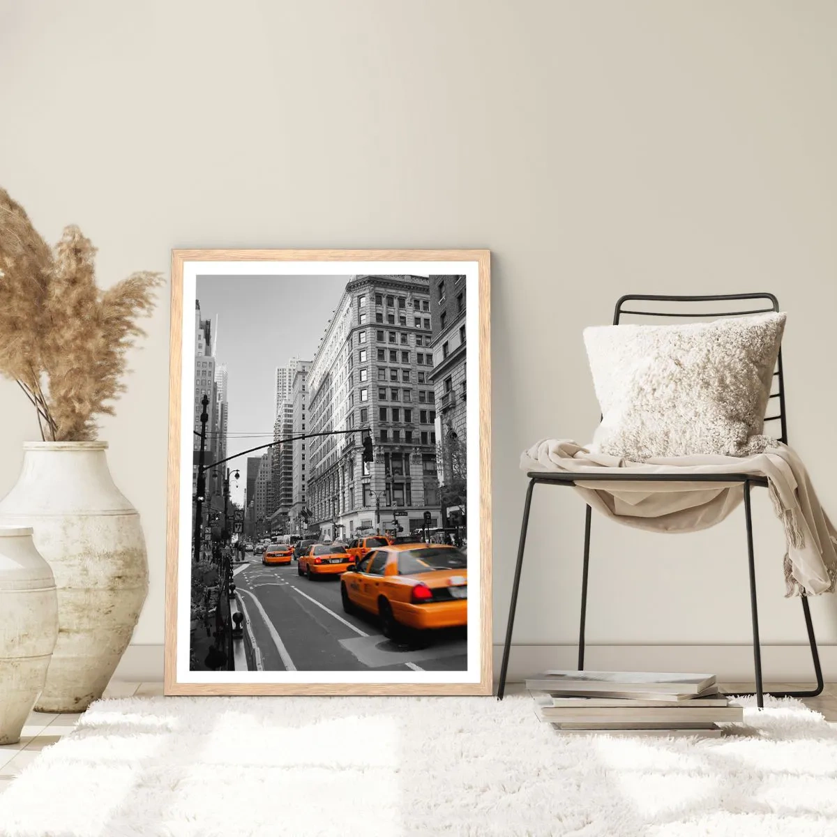 Póster en marco roble claro - Los soles de la gran ciudad - 70x100 cm