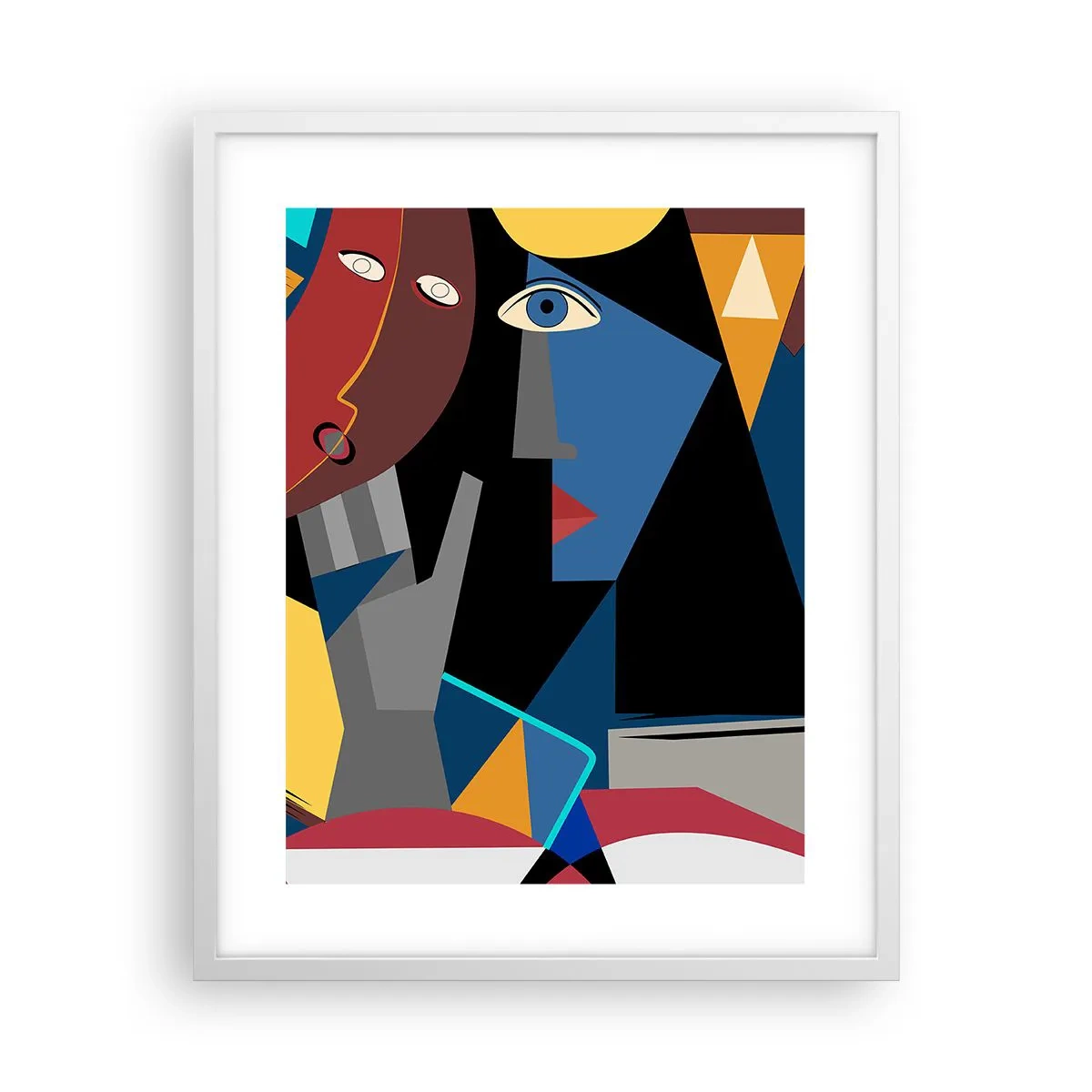 Póster en marco blanco - Conversación cubista - 40x50 cm