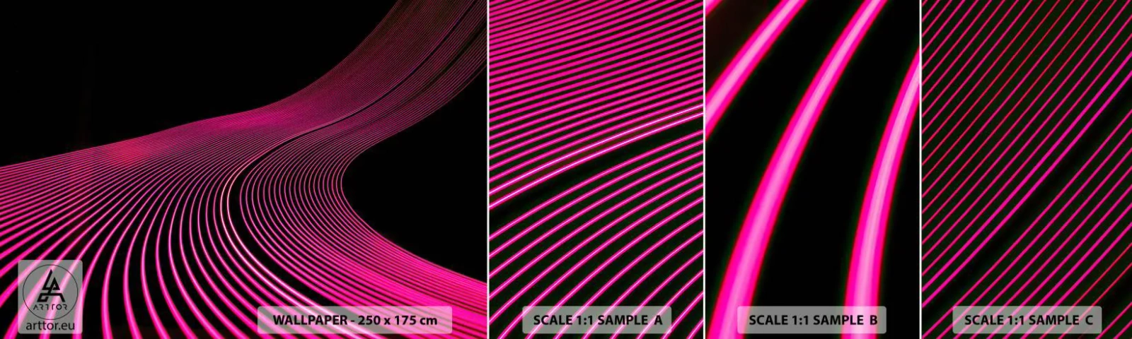 Muestra de fotomural autoadhesivo Deluxe Sticker - Avenida de luz - Líneas, Moderno, Neón - 100x30 cm