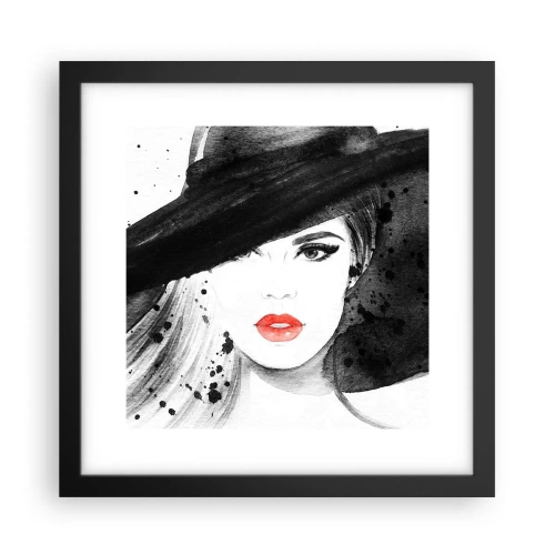 Póster en marco negro - Dama de negro - 30x30 cm
