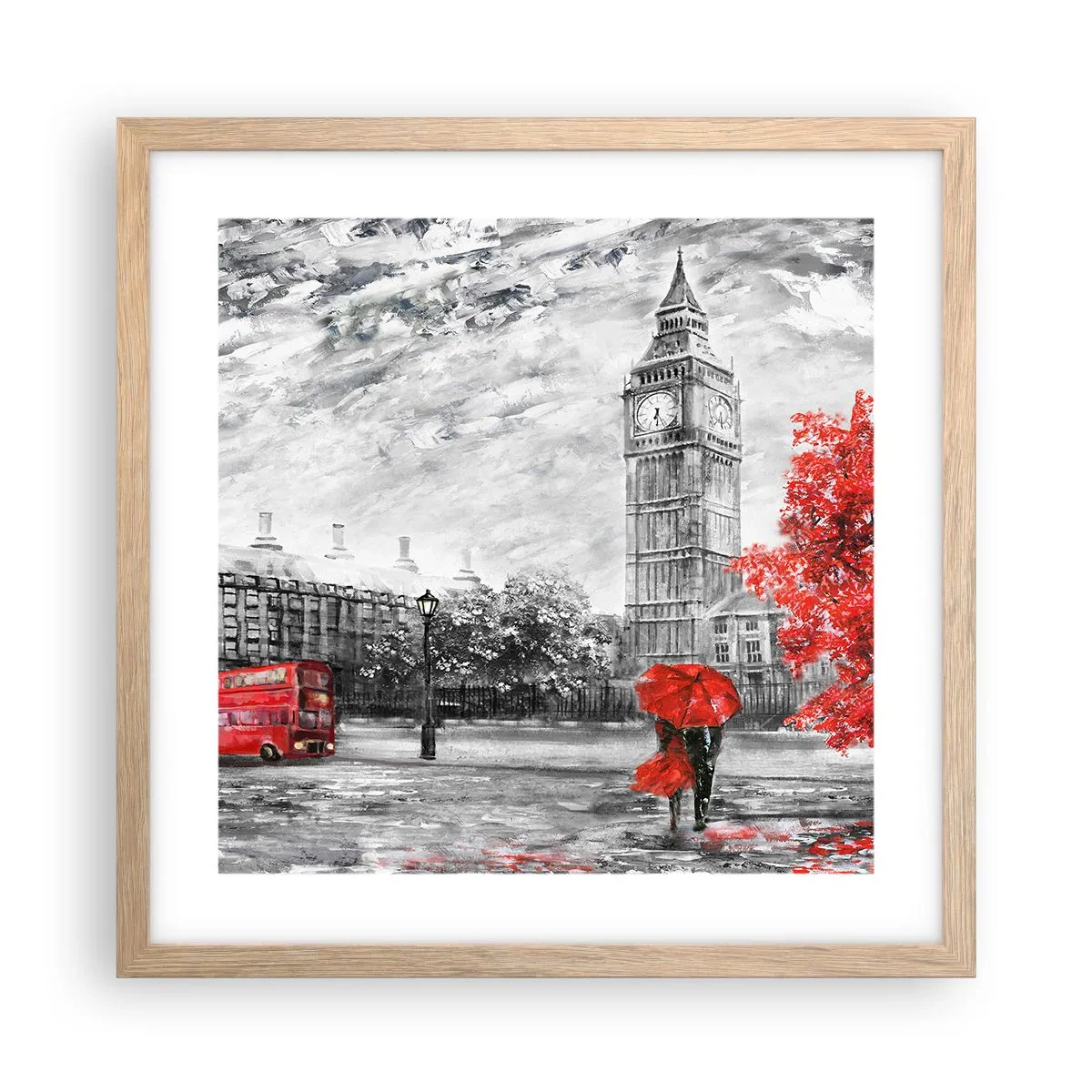 Póster en marco roble claro - Un día emocionante - 40x40 cm