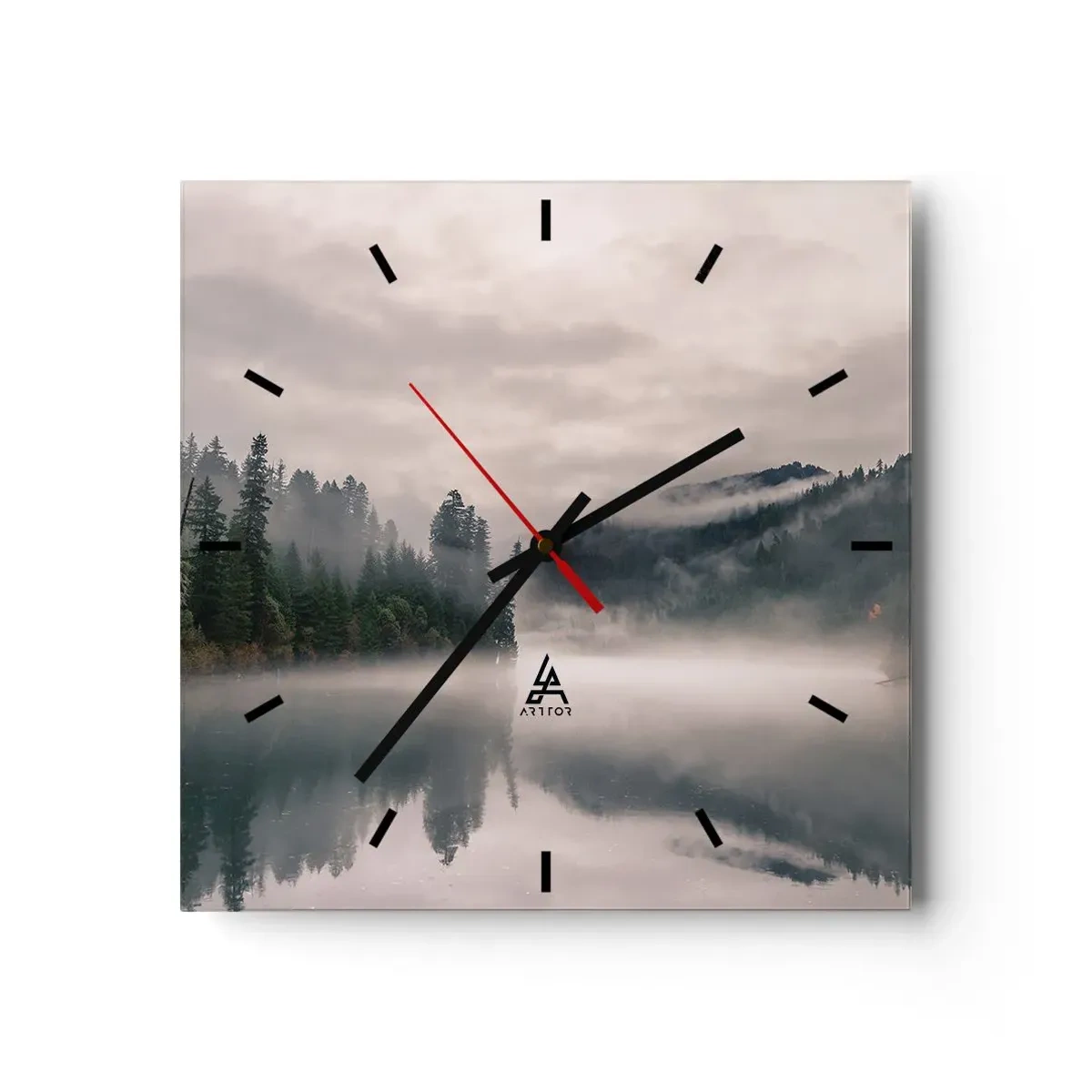 Reloj de pared - Reloj de vidrio - En el ensueño, en la niebla - 40x40 cm