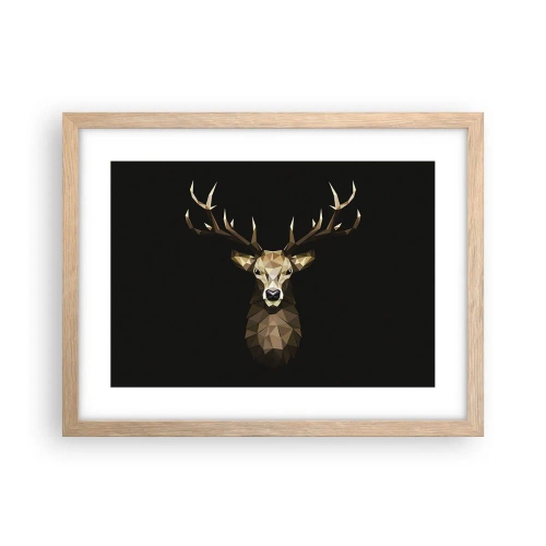 Póster en marco roble claro - Ciervo cubista - 40x30 cm