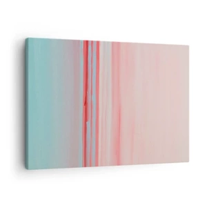 Cuadro sobre lienzo - Impresión de Imagen - Líneas pastel en tonos rosa y azul en una composición minimalista. - 70x50cm - Abstracción al amanecer - Decoración de pared moderna para salón y dormitorio ARTTOR