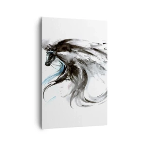 Cuadro sobre lienzo - Impresión de Imagen - Una mujer y un caballo en una acuarela mística llena de dinámica. - 80x120cm - El galope del Príncipe Negro - Decoración de pared moderna para salón y dormitorio ARTTOR