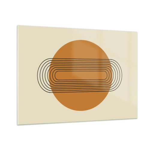 Cuadro sobre vidrio - Impresiones sobre Vidrio - Abstracción geométrica con círculos y líneas. - 100x70cm - El plan perfecto - Decoración de pared moderna para salón y dormitorio ARTTOR