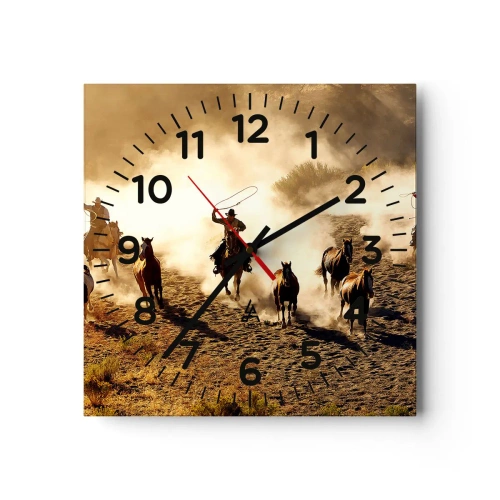 Reloj de pared - Reloj de vidrio - El salvaje oeste - 30x30 cm