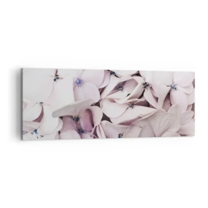 Cuadro sobre lienzo - Impresión de Imagen - Delicadas hortensias blancas en tonos pastel. - 140x50cm - En un torrente de flores - Decoración de pared moderna para salón y dormitorio ARTTOR