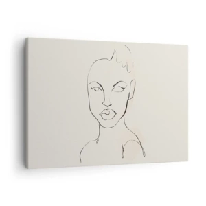 Cuadro sobre lienzo - Impresión de Imagen - Boceto minimalista del rostro de una mujer. - 70x50cm - Un esbozo de sensualidad - Decoración de pared moderna para salón y dormitorio ARTTOR