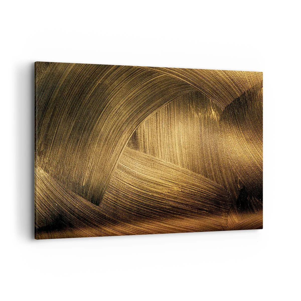 Cuadro sobre lienzo - Impresión de Imagen - Pinceladas abstractas doradas - 120x80cm - En un laberinto de oro - Decoración de pared moderna para salón y dormitorio ARTTOR