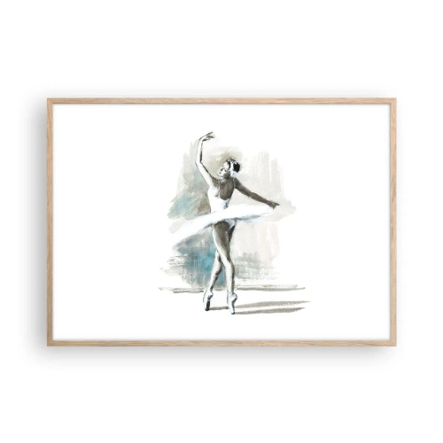 Póster en marco roble claro - Encantada por un cisne - 100x70 cm