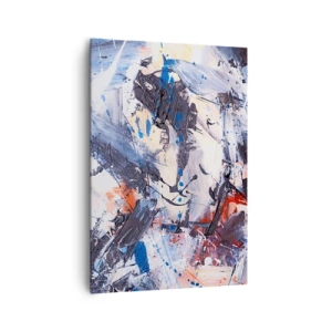 Cuadro sobre lienzo - Impresión de Imagen - Abstracción con pinceladas dinámicas en azul y rojo. - 70x100cm - Danza loca de la abstracción - Decoración de pared moderna para salón y dormitorio ARTTOR