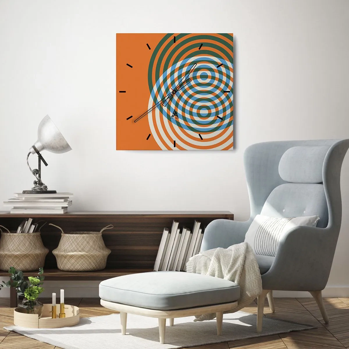 Reloj de pared - Reloj de vidrio - Círculos y abstracción - 30x30 cm