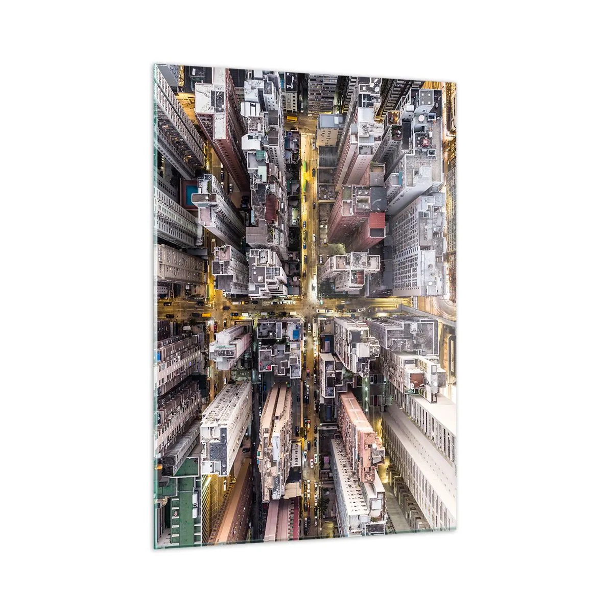 Cuadro sobre vidrio - Impresiones sobre Vidrio - Una vista de pájaro de la metrópolis - 50x70cm - Saludos desde Hong Kong - Decoración de pared moderna para salón y dormitorio ARTTOR