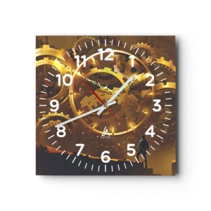 Reloj de pared - Reloj de vidrio - En la fuente del tiempo - 30x30 cm