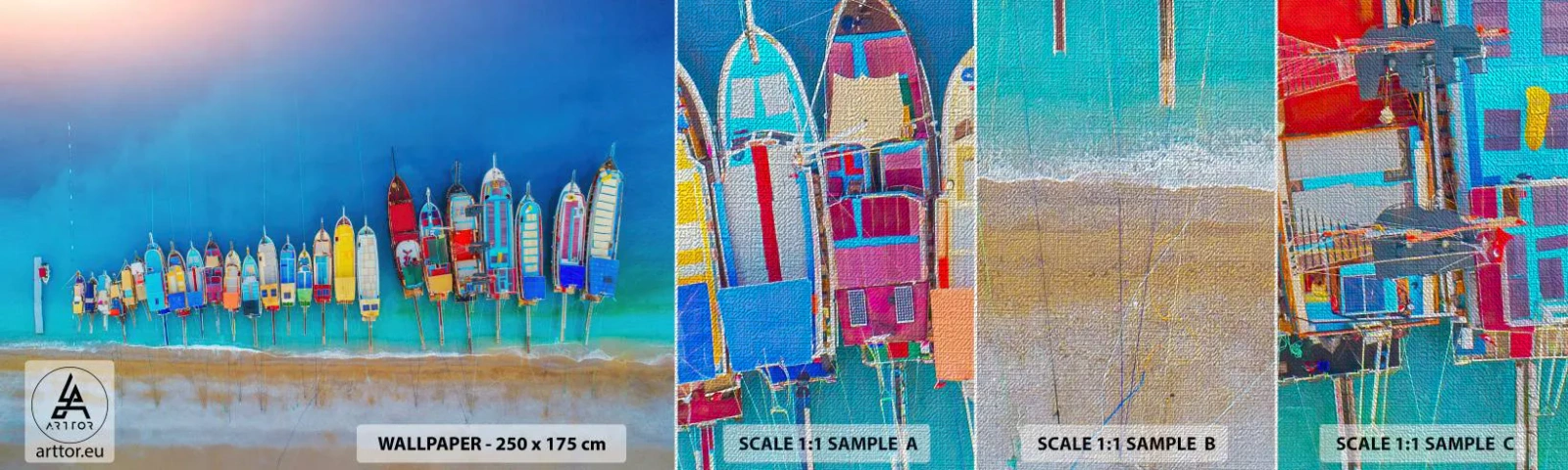 Muestra de fotomural Premium Canvas - A vista de pájaro - Paisaje, Playa, Mar - 100x30 cm