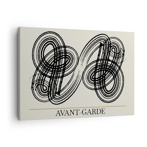 Cuadro sobre lienzo - Impresión de Imagen - Líneas negras abstractas sobre fondo claro en estilo vanguardista. - 70x50cm - Salió espontáneamente - Decoración de pared moderna para salón y dormitorio ARTTOR