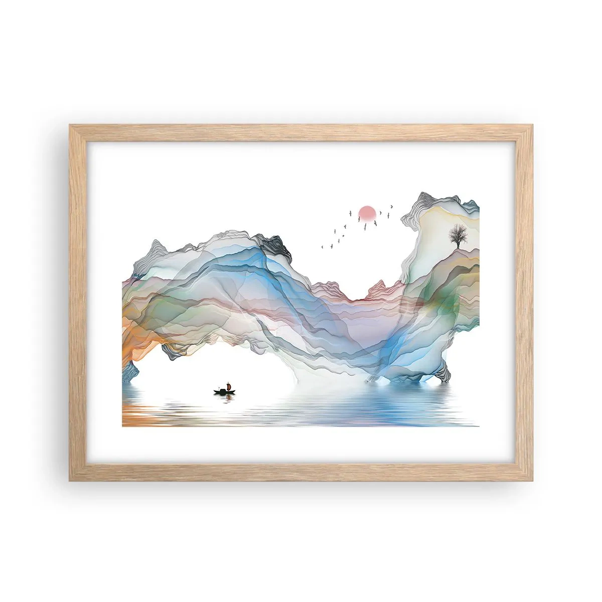 Póster en marco roble claro - Hacia las montañas de cristal - 40x30 cm