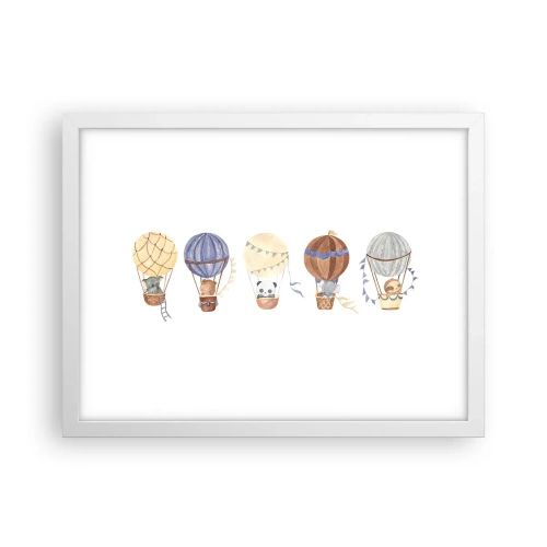 Póster en marco blanco - Amigos de viaje - 40x30 cm