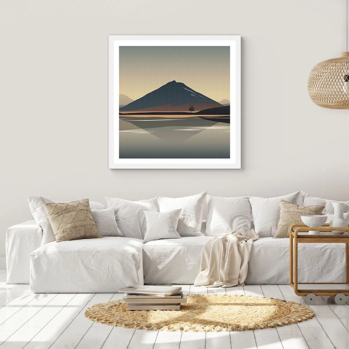 Póster en marco blanco - Reflejo de espejo - 60x60 cm