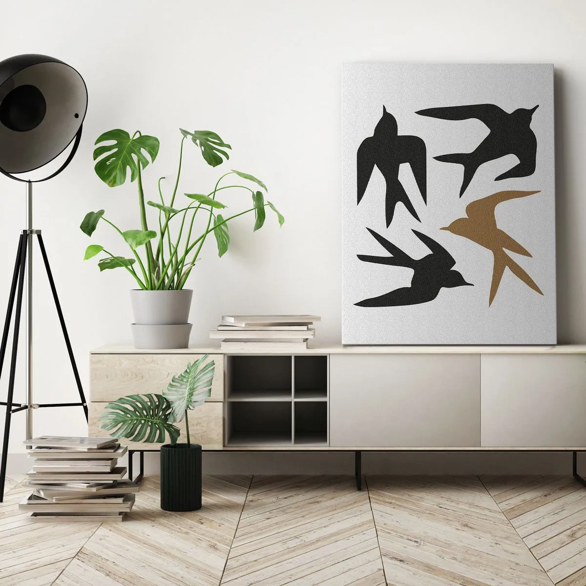 Cuadro sobre lienzo - Impresión de Imagen - Juegos de golondrinas - 55x100 cm