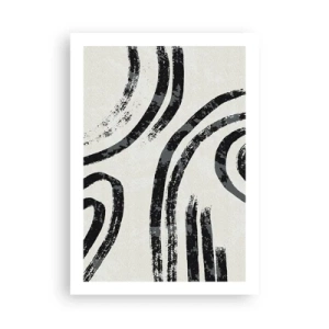 Póster - Líneas negras abstractas sobre un fondo claro - 50x70cm - A medias - Decoración de pared moderna para salón y dormitorio ARTTOR