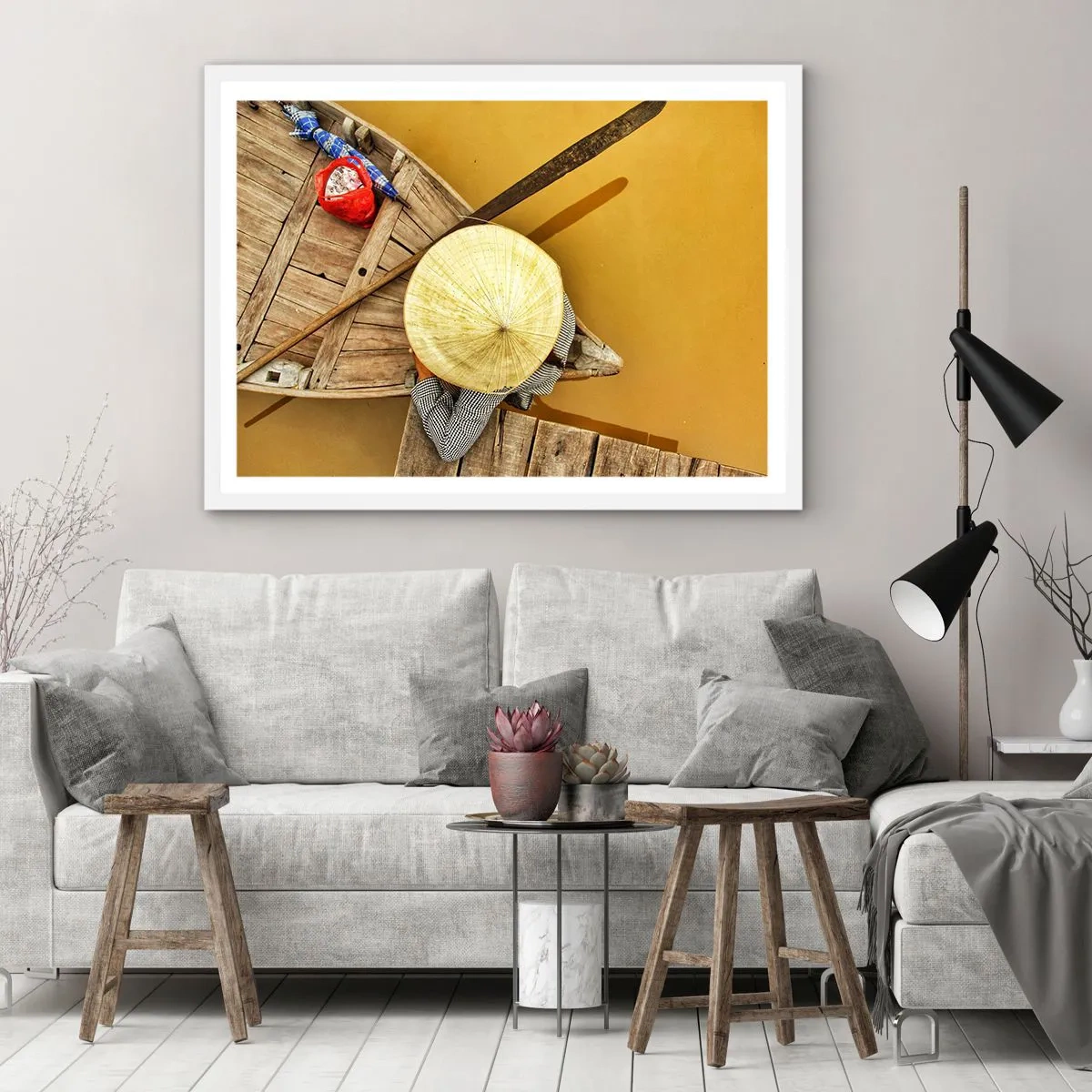 Póster en marco blanco - La vida en el río amarillo - 100x70 cm